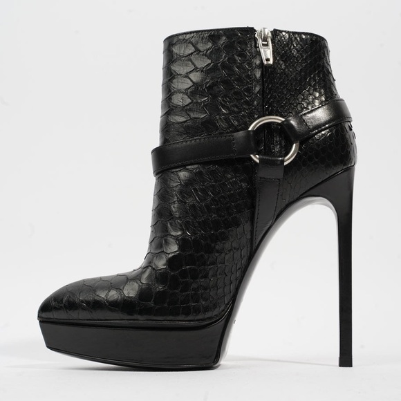 Saint Laurent Black Python platform boots - Picture 2 of 16